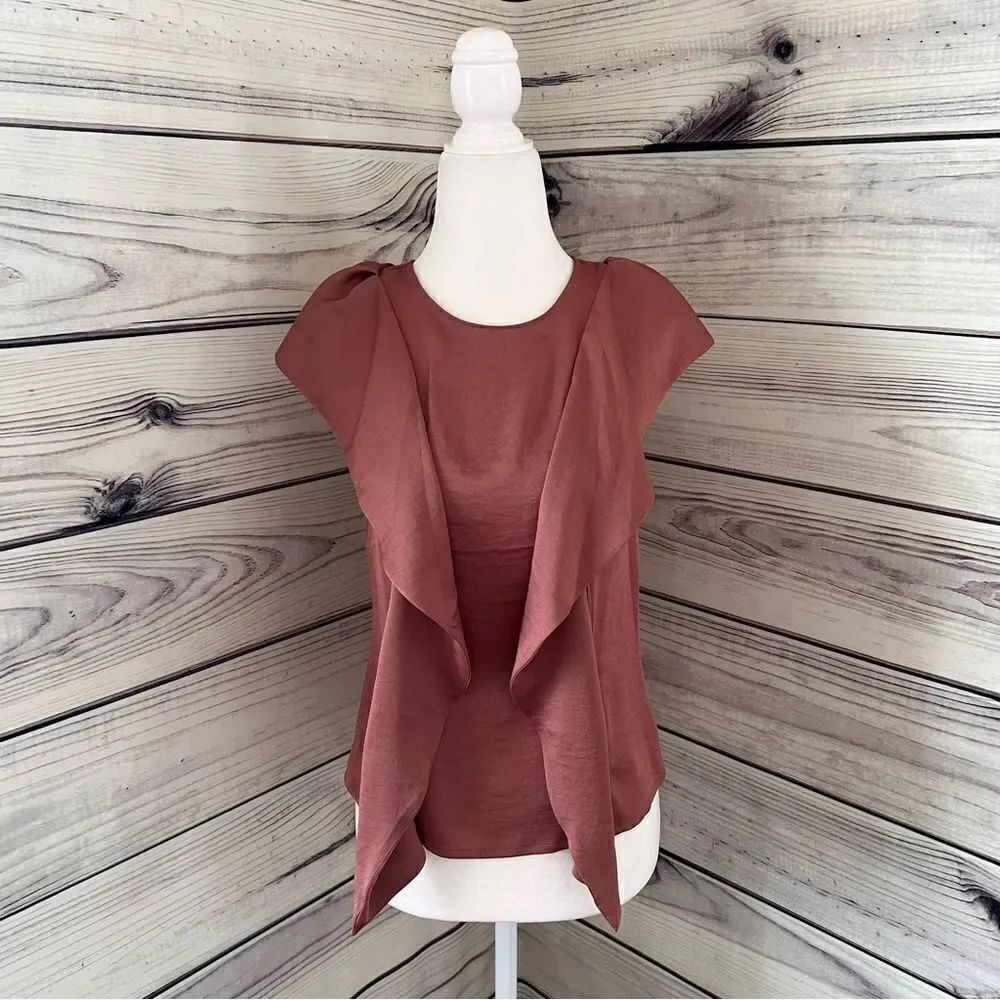 Express Ruffle Flounce Cap Sleeve Silky Top